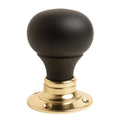 Plain Door Knobs - Ebonised & Polished Brass (Pair) - Brass bee