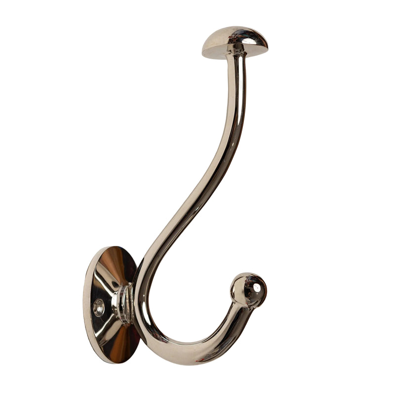 Solid Brass Mushroom Coat Hook - Nickel Finish