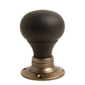 Plain Door Knobs - Ebonised & Antique Brass (Pair) - Brass bee