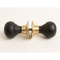 Plain Door Knobs - Ebonised & Satin Brass (Pair) - Brass bee