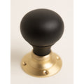 Plain Door Knobs - Ebonised & Satin Brass (Pair) - Brass bee