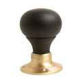 Plain Door Knobs - Ebonised & Satin Brass (Pair) - Brass bee