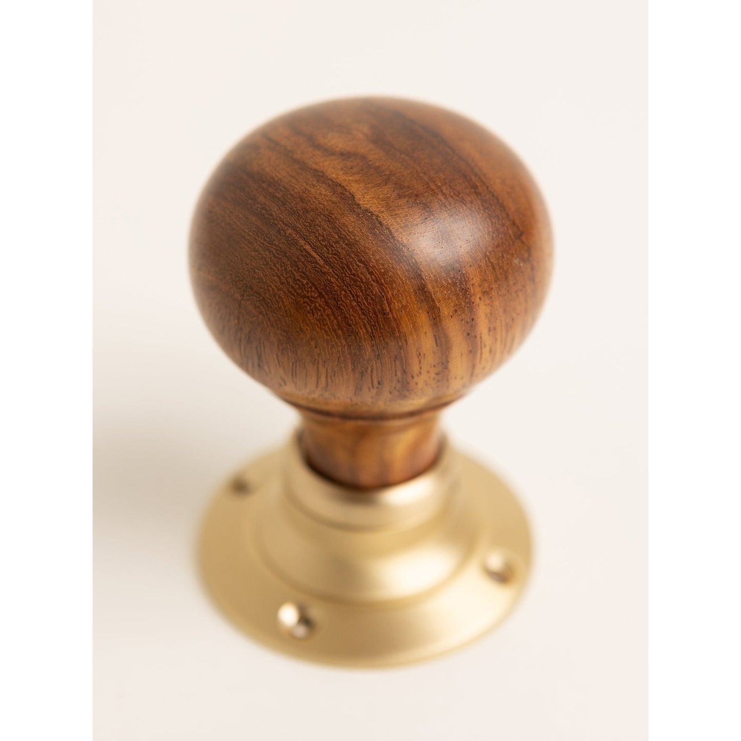 Plain Door Knobs - Rosewood & Satin Brass (Pair) - Brass bee