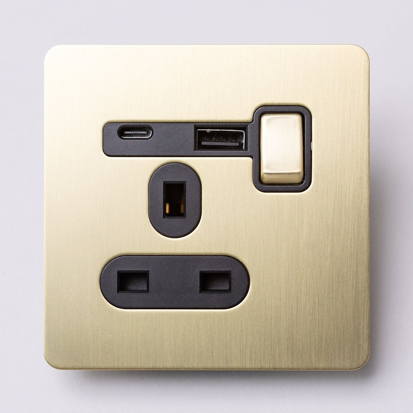 Satin Brass Switches and Sockets - J Series