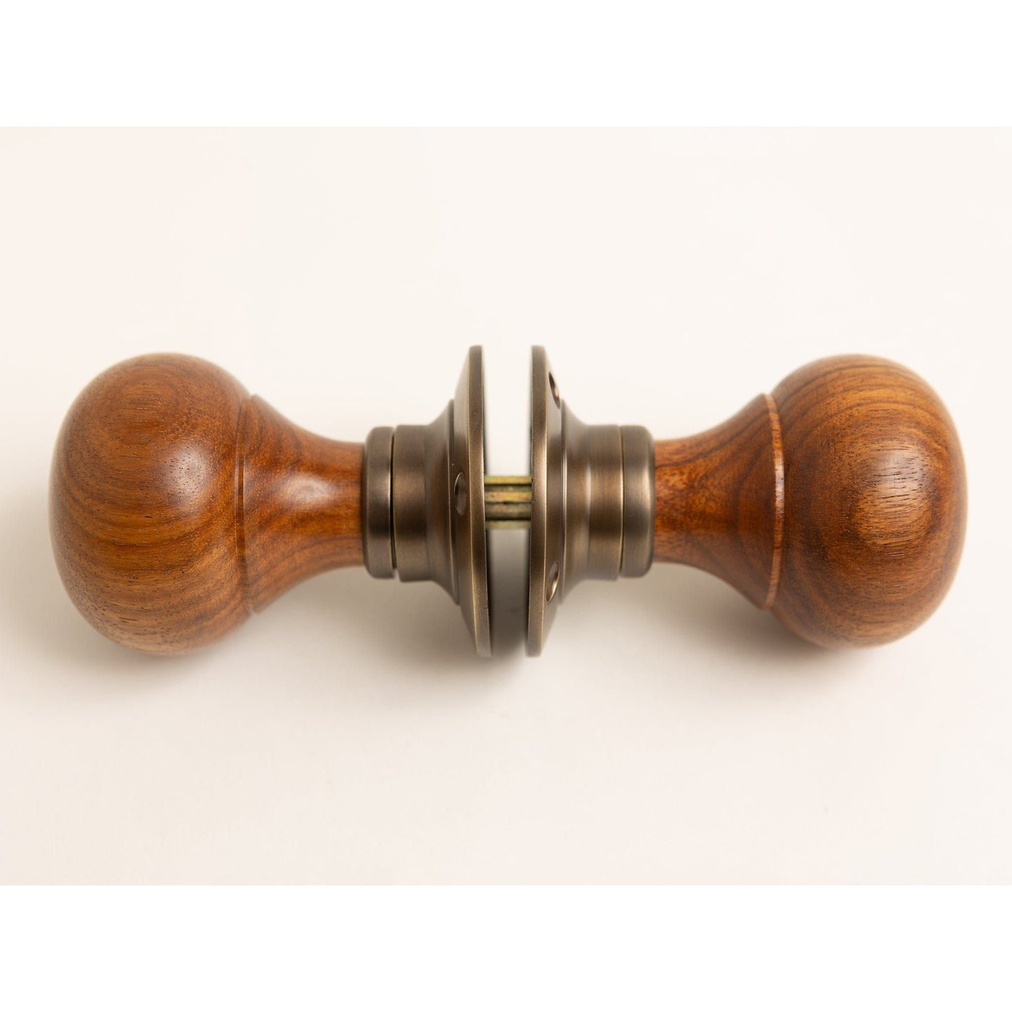 Plain Door Knobs - Rosewood & Antique Brass (Pair) - Brass bee