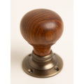 Plain Door Knobs - Rosewood & Antique Brass (Pair) - Brass bee