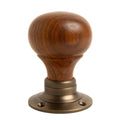 Plain Door Knobs - Rosewood & Antique Brass (Pair) - Brass bee