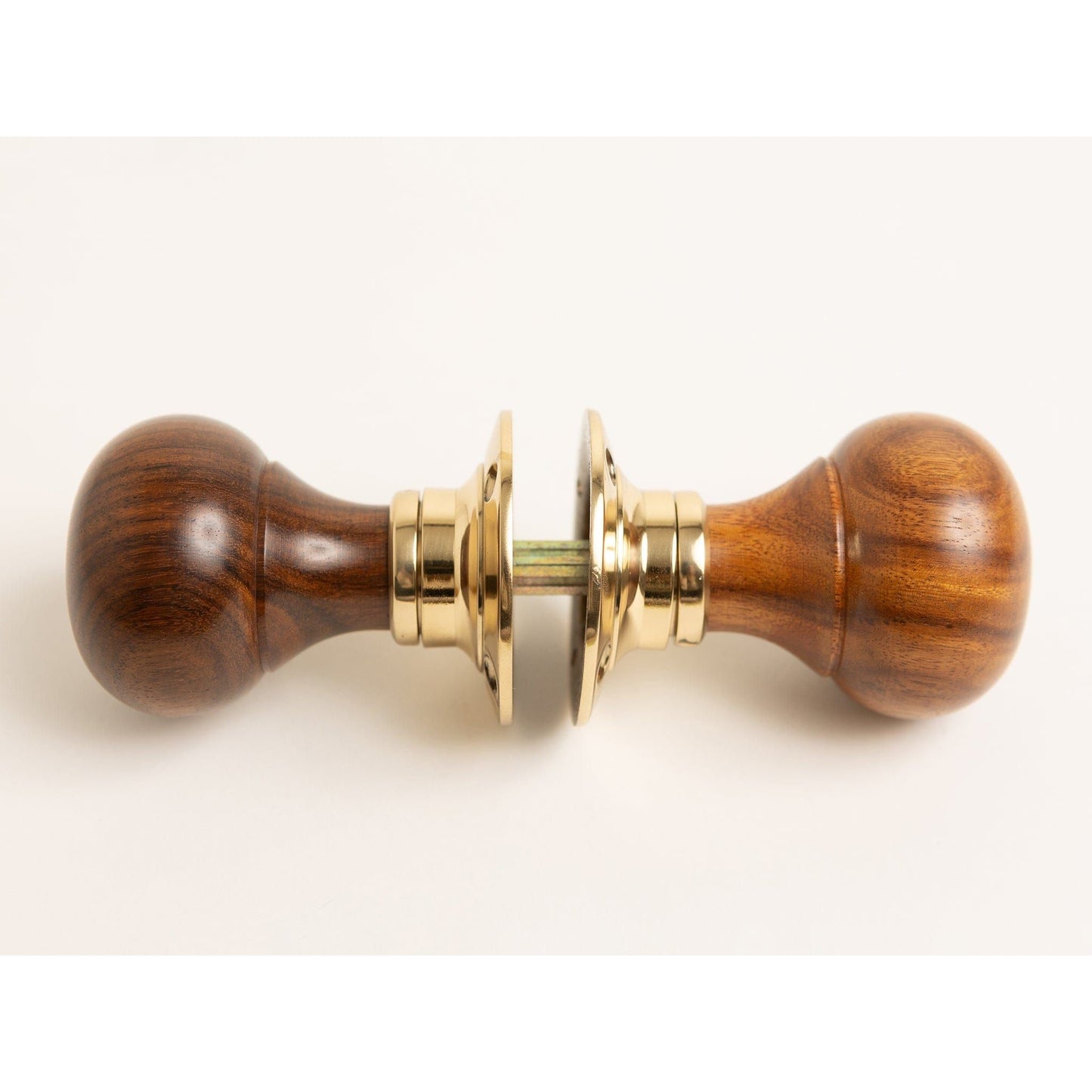 Plain Door Knobs - Rosewood & Polished Brass (Pair) - Brass bee