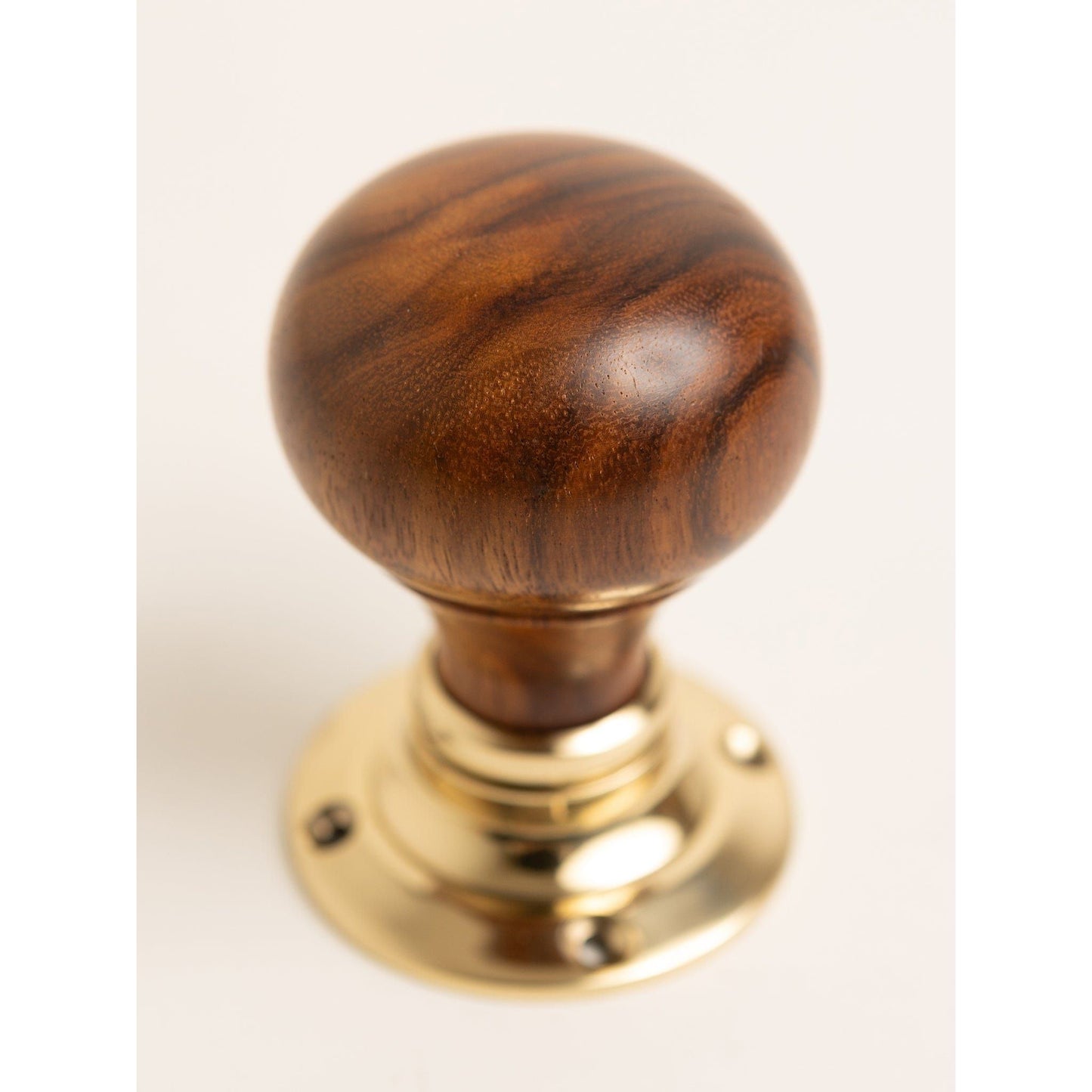 Plain Door Knobs - Rosewood & Polished Brass (Pair) - Brass bee