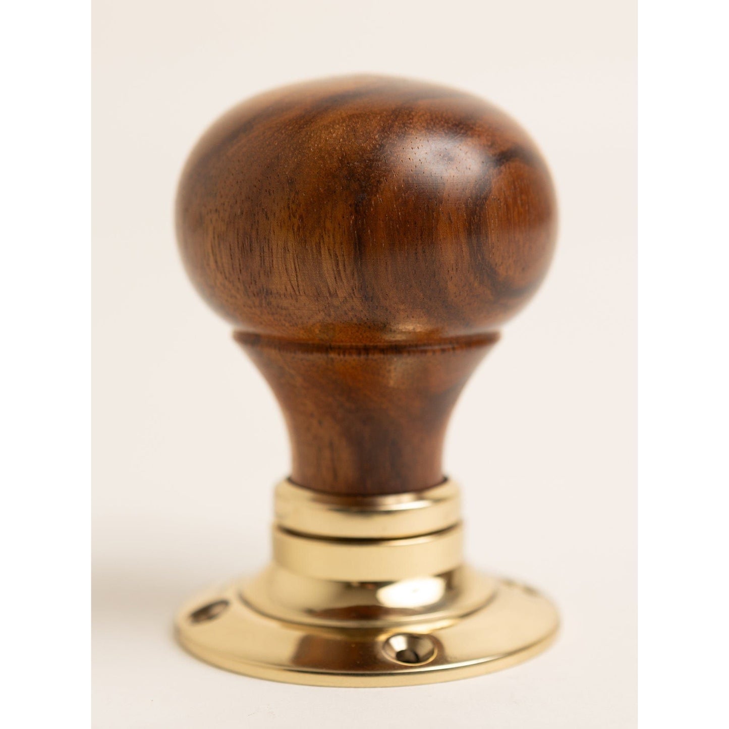 Plain Door Knobs - Rosewood & Polished Brass (Pair) - Brass bee