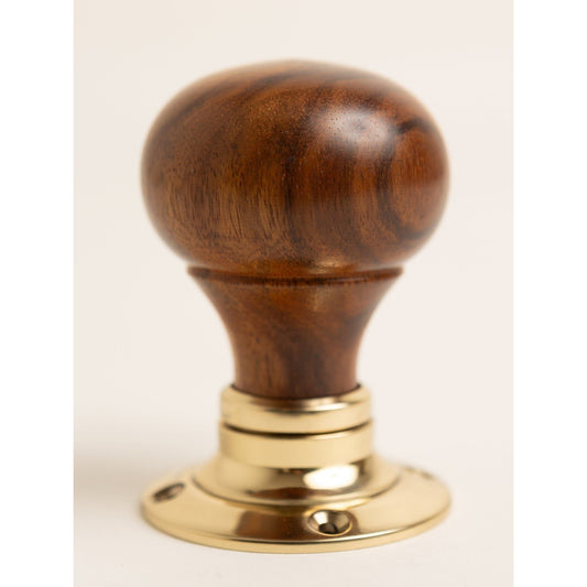 Plain Door Knobs - Rosewood & Polished Brass (Pair) - Brass bee