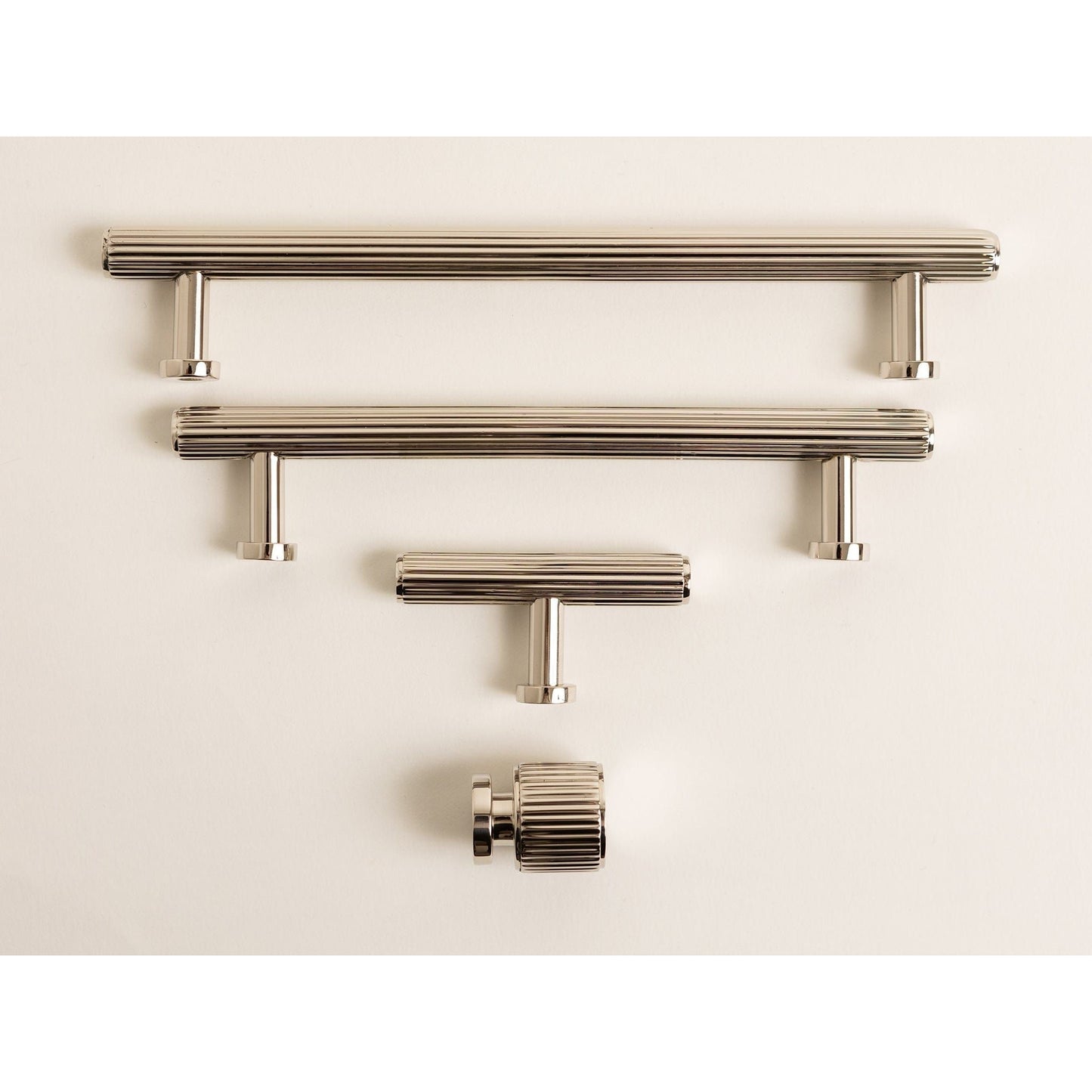 Solid Brass Staright Knurled Kitchen Pull Handles & Knobs - Polished Nickel Finish - Brass bee