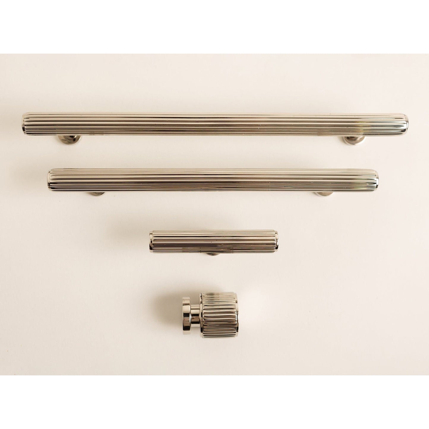 Solid Brass Staright Knurled Kitchen Pull Handles & Knobs - Polished Nickel Finish - Brass bee
