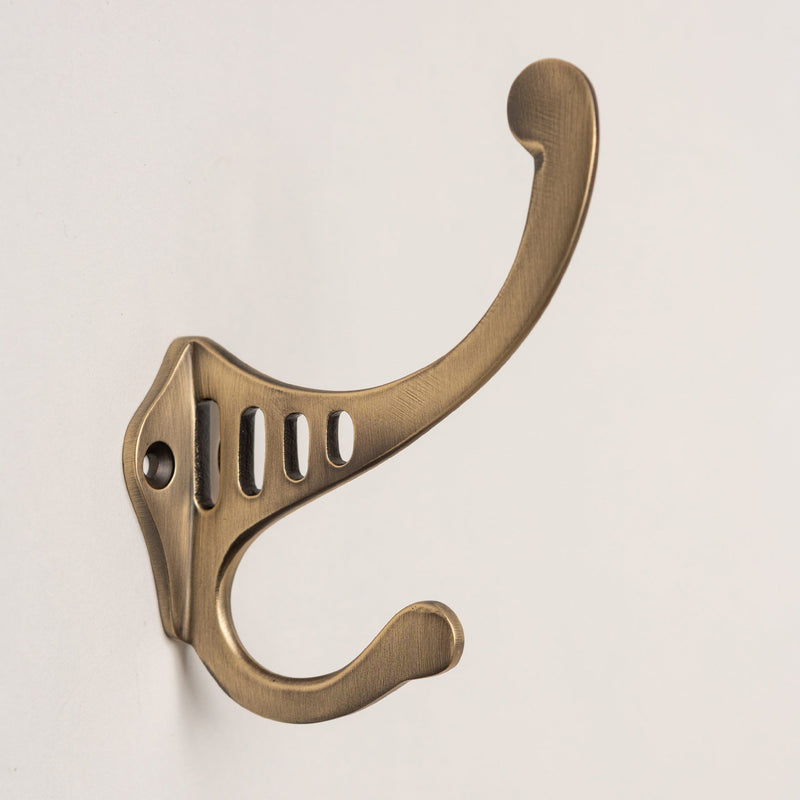 Solid Brass Sunrise Coat Hook - Antique Brass Finish