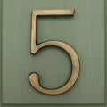 Brass Bee Floating House Number 5 — Heritage Finish