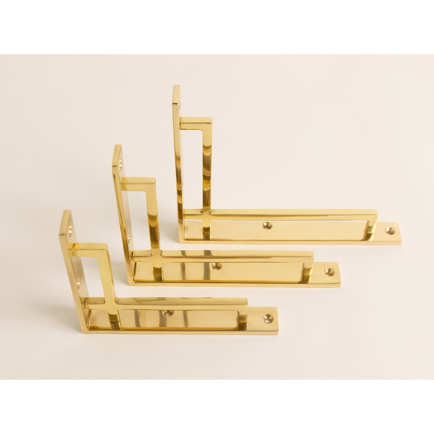 Polished Brass Art Deco Solid Brass Brackets - Brass bee
