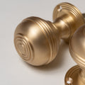 Solid Brass Door Knobs - Ringed Satin Brass (Pair) | Thumbturns & Latches