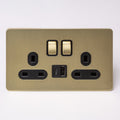 Satin Brass Switches and Sockets - Straight Knurled Design