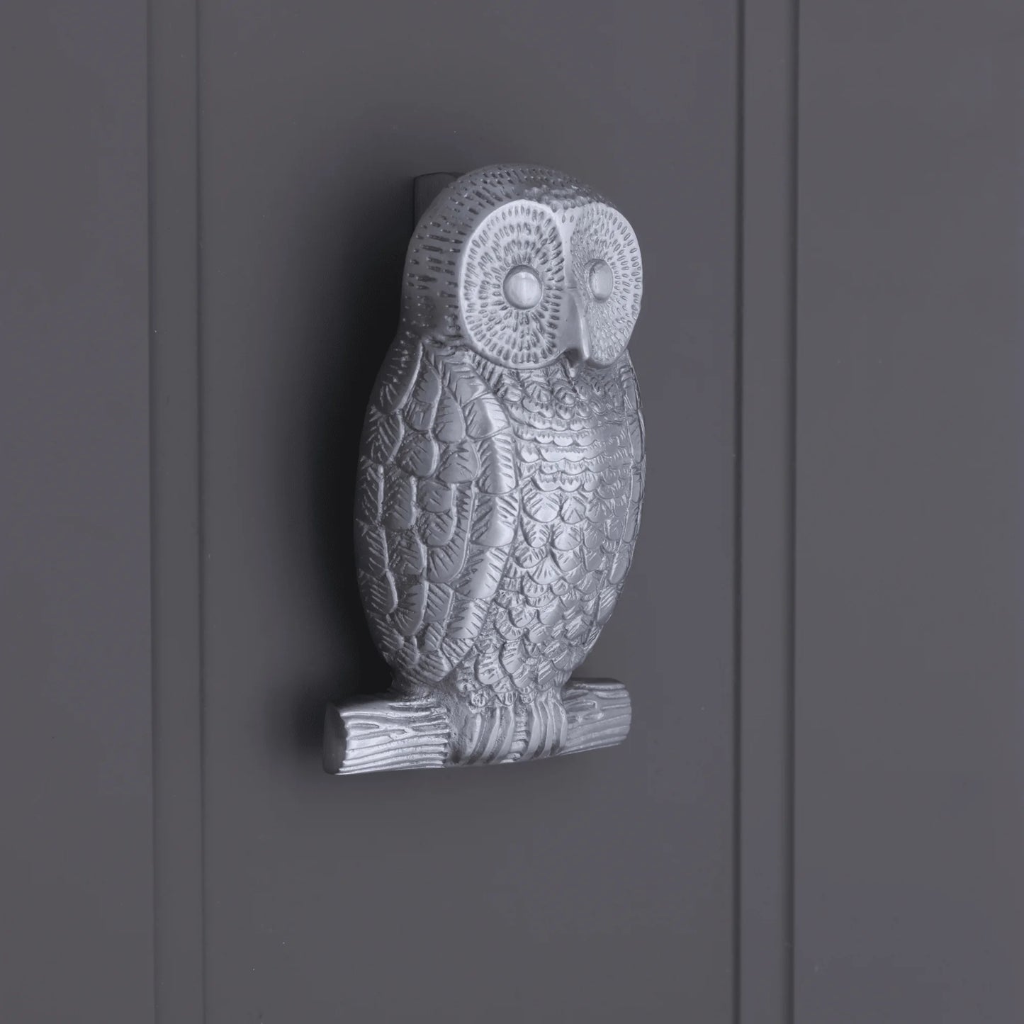 Owl Door Knocker satin chrome