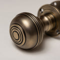 Solid Brass Door Knobs - Ringed Antique Brass (Pair) | Thumbturns & Latches