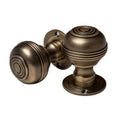 Solid Brass Door Knobs - Ringed Antique Brass (Pair) | Thumbturns & Latches