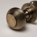 Solid Brass Door Knobs - Beehive Antique Brass (Pair) | Thumbturns & Latches