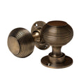 Solid Brass Door Knobs - Beehive Antique Brass (Pair) | Thumbturns & Latches