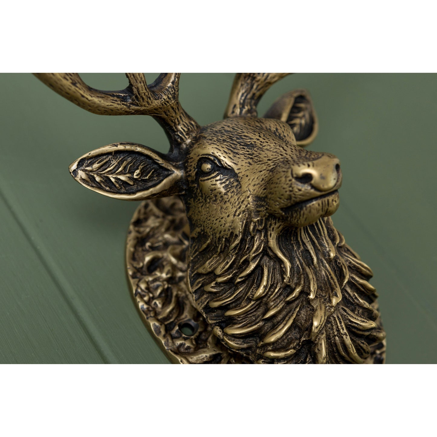 Stag Door Knocker - Heritage Finish - Brass bee