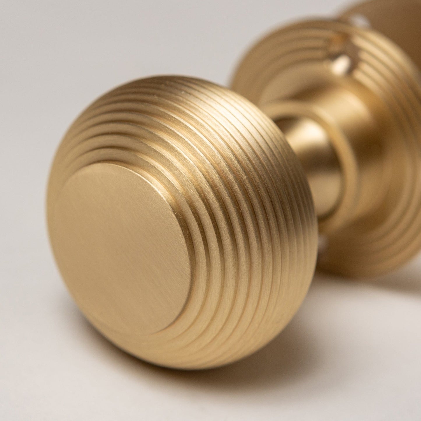 Solid Brass Door Knobs - Beehive Satin Brass (Pair) | Thumbturns & Latches
