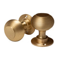Solid Brass Door Knobs - Beehive Satin Brass (Pair) | Thumbturns & Latches
