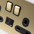 Satin Brass Switches and Sockets - Straight Knurled Design