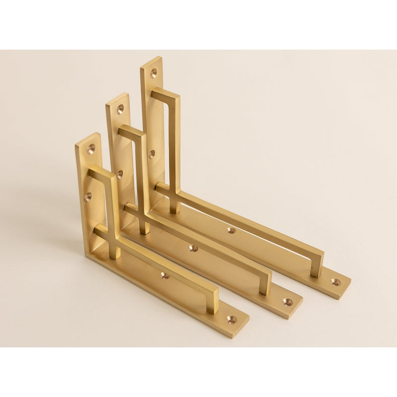 Satin Brass Art Deco Solid Brass Brackets - Brass bee