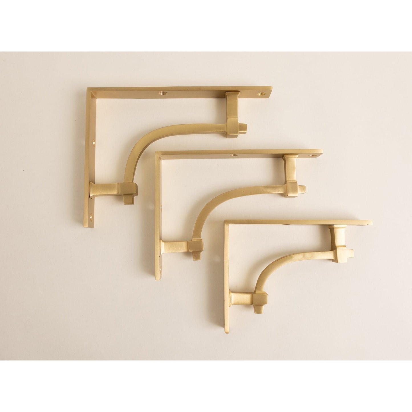 Satin Brass Vintage Industrial Style Solid Brass Shelf Brackets - Brass bee