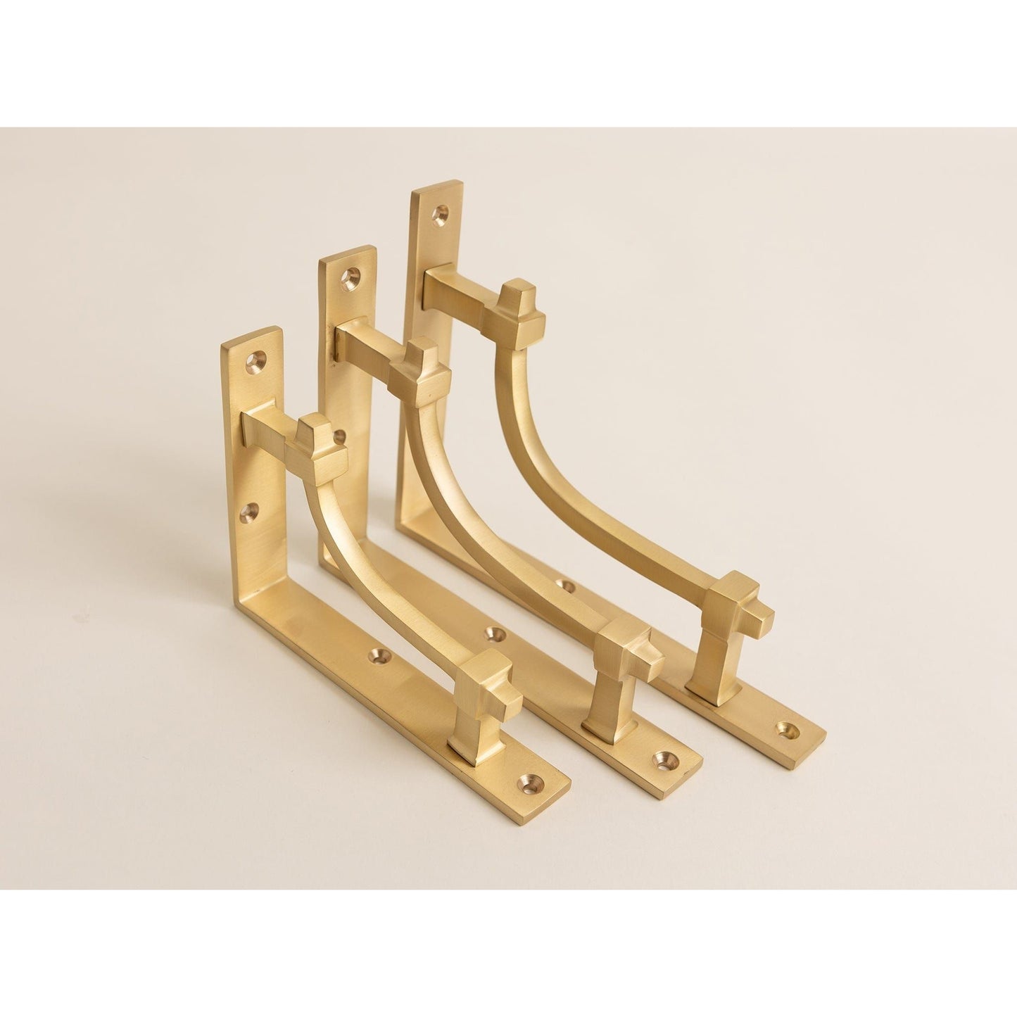 Satin Brass Vintage Industrial Style Solid Brass Shelf Brackets - Brass bee