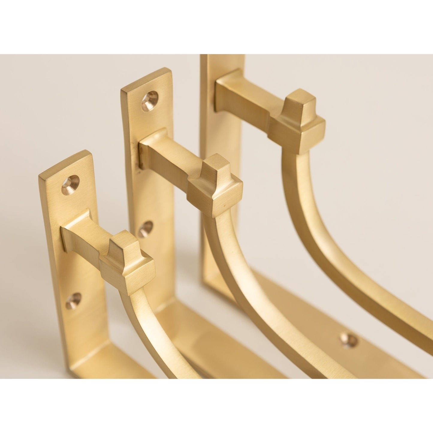 Satin Brass Vintage Industrial Style Solid Brass Shelf Brackets - Brass bee