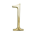 Brass bee Premium Floating Plain House Number in polished brass finish, featuring a sleek design of the number 1, suitable for outdoor use.