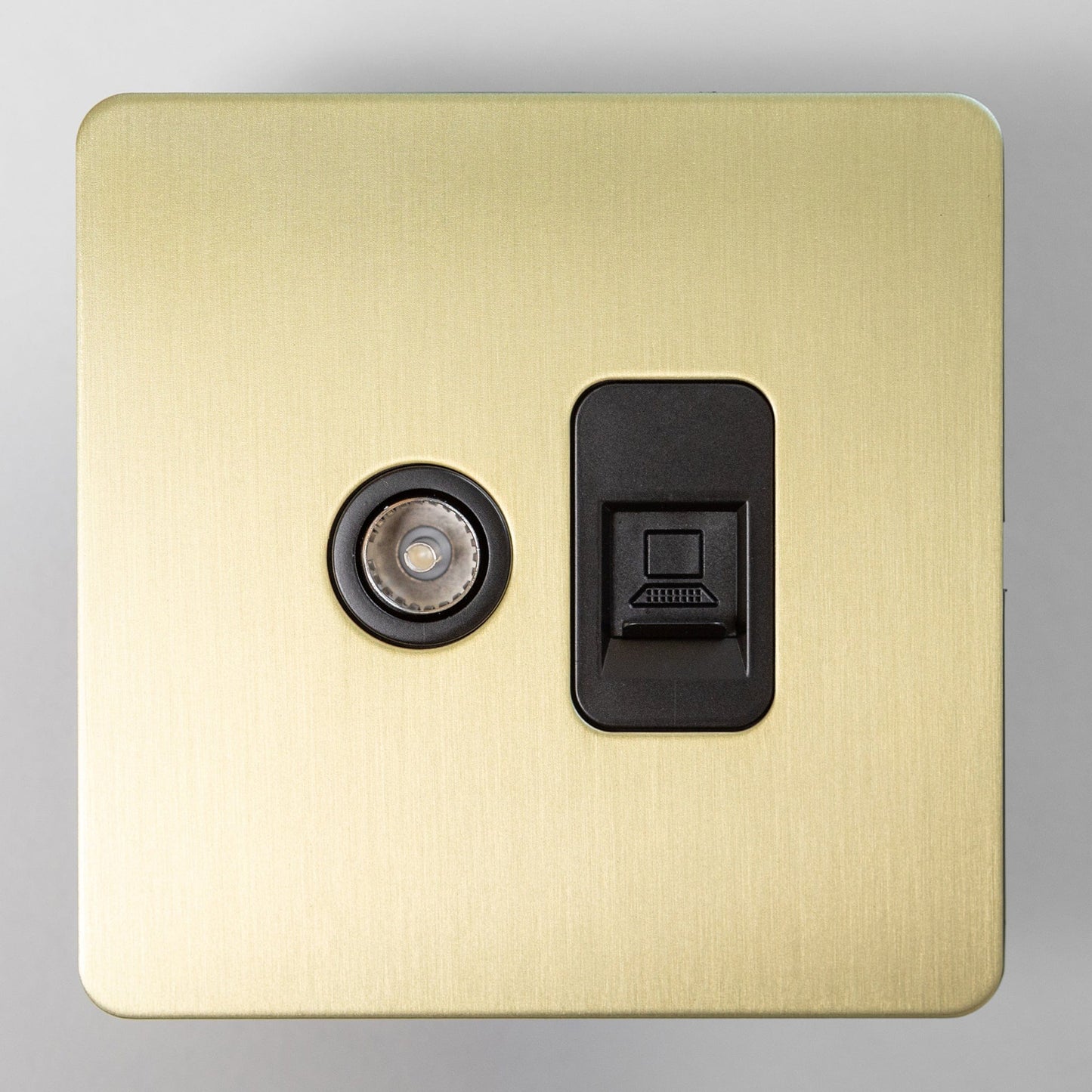 Satin Brass Switches and Sockets - Straight Knurled Design