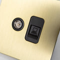 Satin Brass Switches and Sockets - Straight Knurled Design