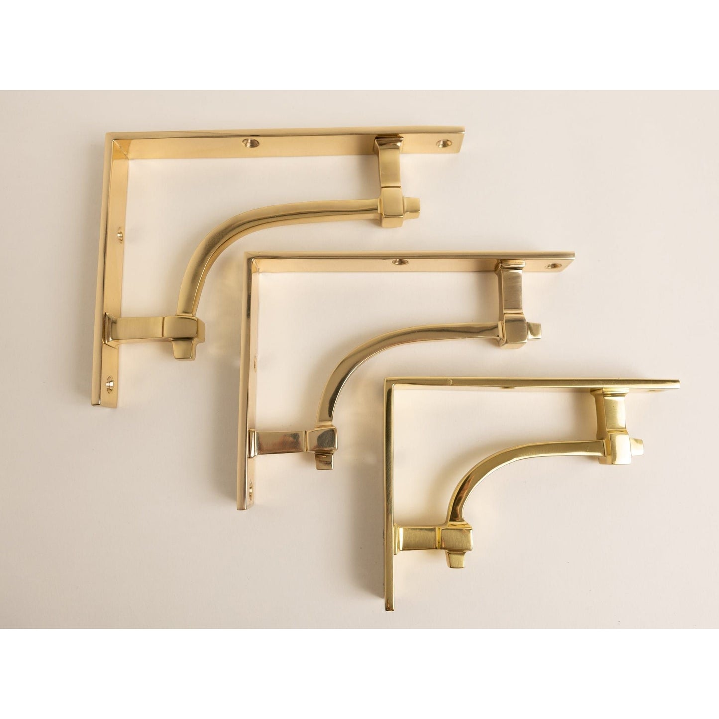 Polished Brass Vintage Industrial Style Solid Brass Shelf Brackets - Brass bee