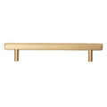 Solid Brass Straight Knurled Kitchen Pull Handles & Knobs - Satin Brass Finish