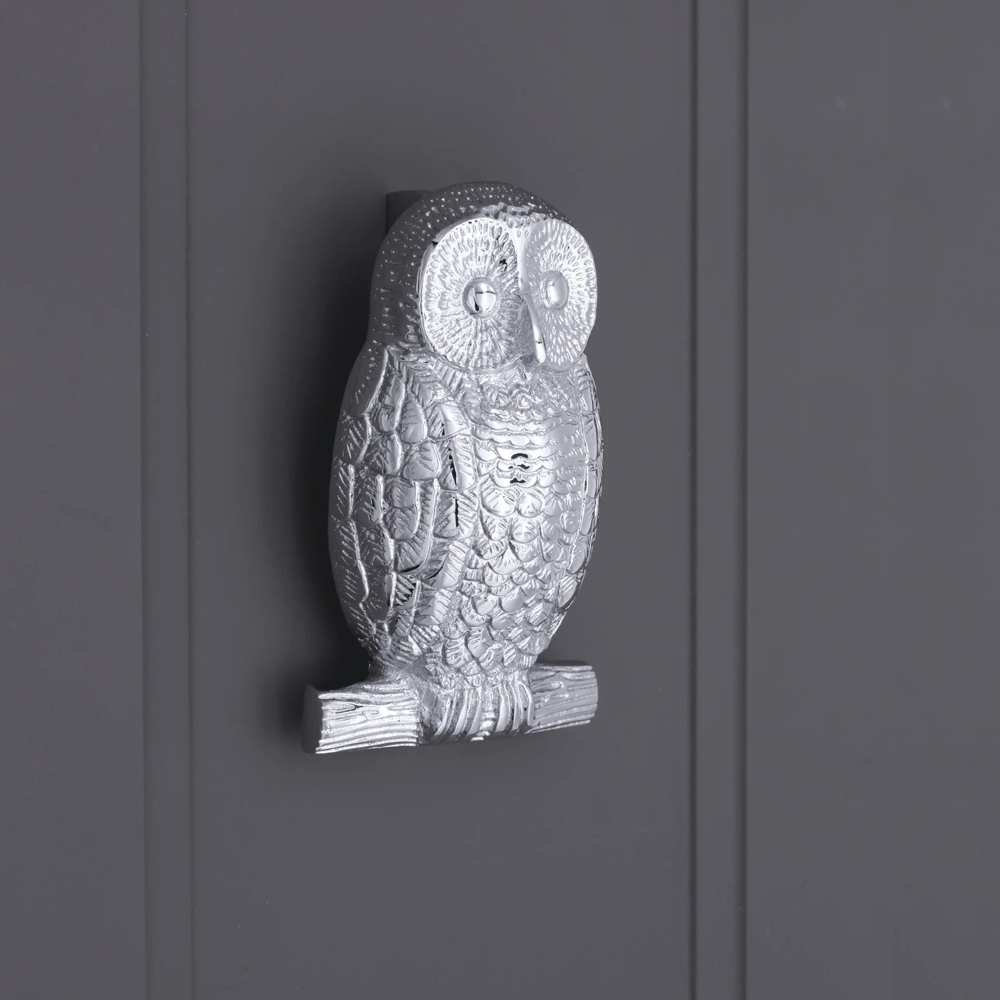 Owl Door Knocker polished chrome