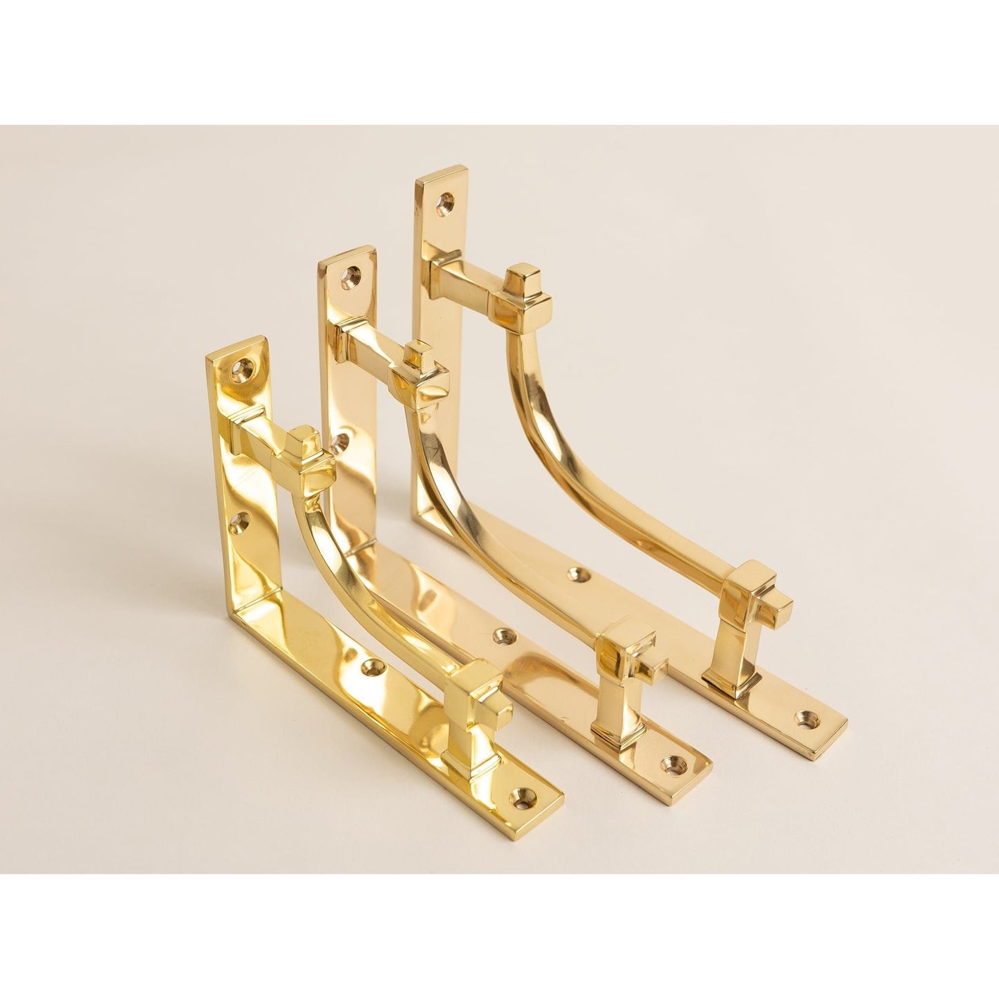 Polished Brass Vintage Industrial Style Solid Brass Shelf Brackets - Brass bee