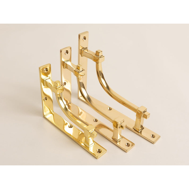 Polished Brass Vintage Industrial Style Solid Brass Shelf Brackets - Brass bee