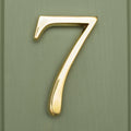 Brass bee Premium Floating Plain House Number in polished brass finish, featuring the number 7 with a sleek design suitable for exterior display.