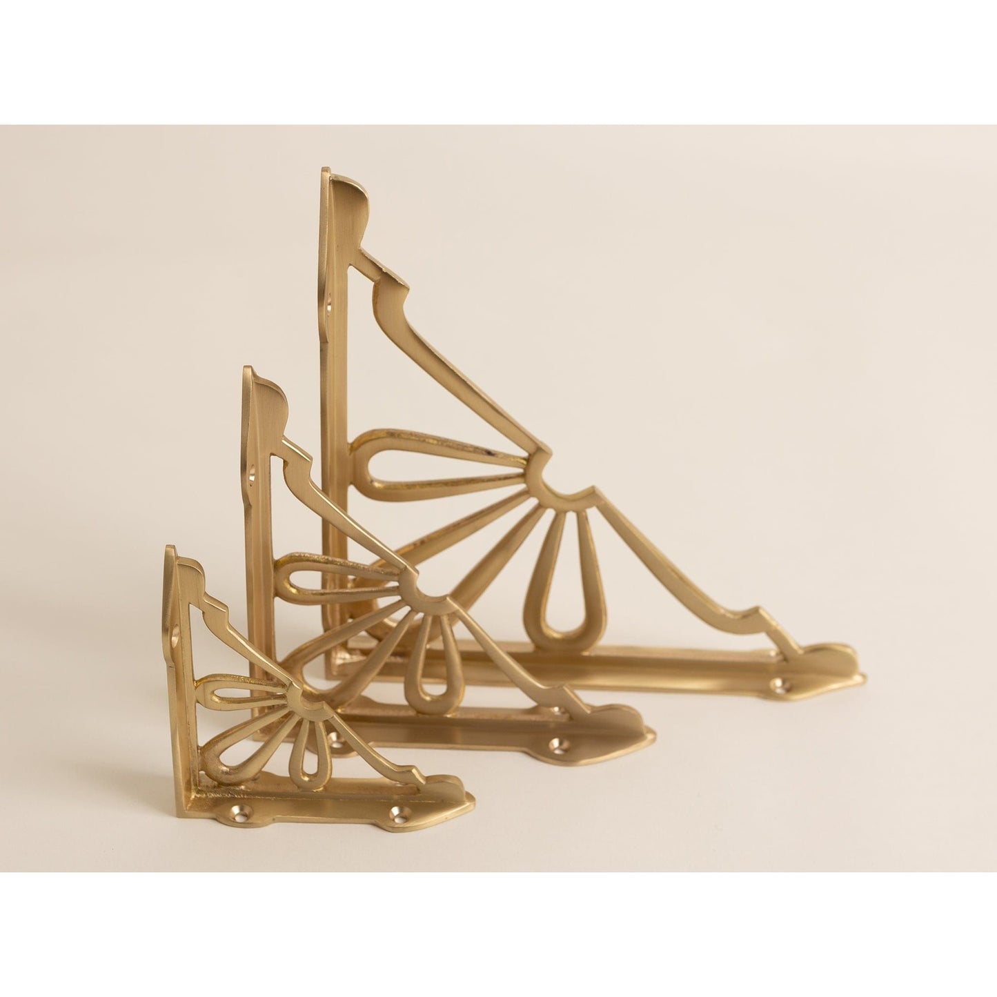 Satin Brass Flower Shelf Brackets - Heavy Duty Solid Brass - Brass bee