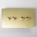 Satin Brass Switches and Sockets - Straight Knurled Design