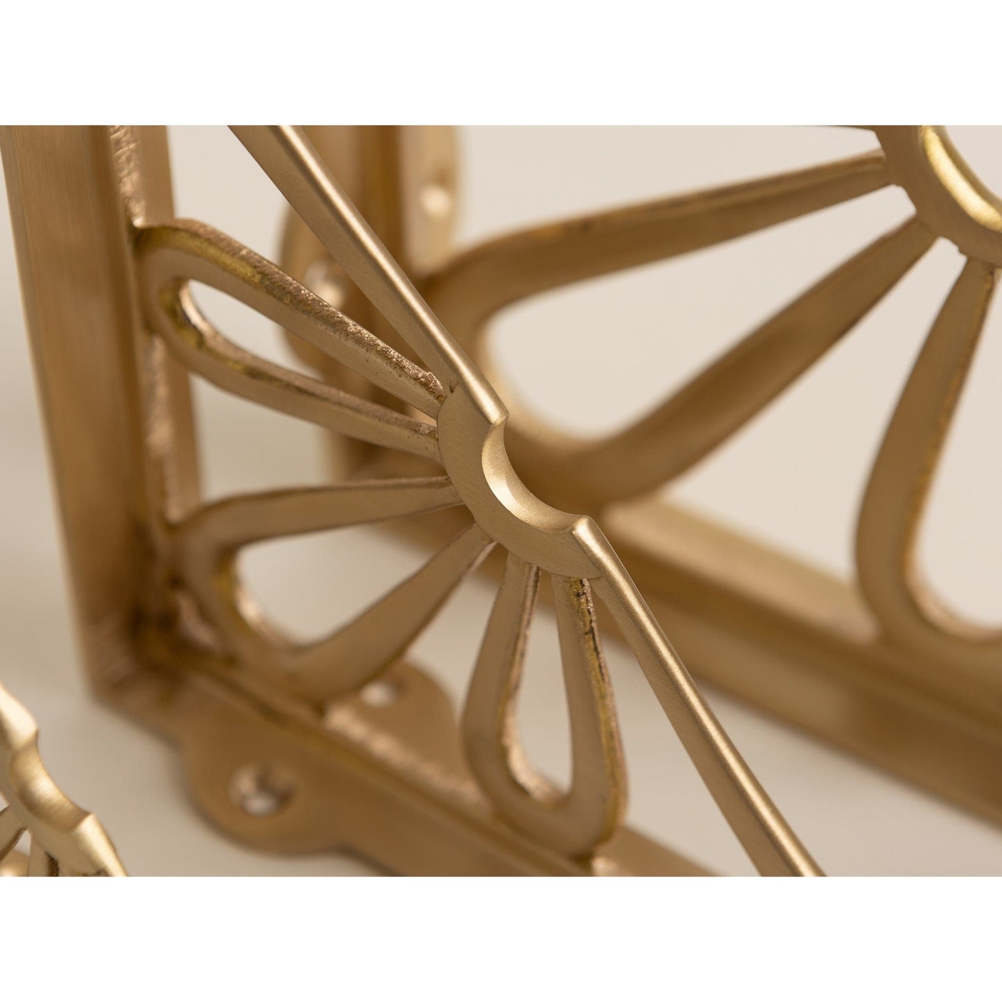 Satin Brass Flower Shelf Brackets - Heavy Duty Solid Brass - Brass bee