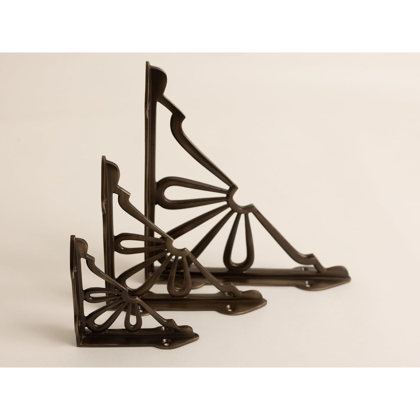 Antique Brass Flower Shelf Brackets - Heavy Duty Solid Brass - Brass bee