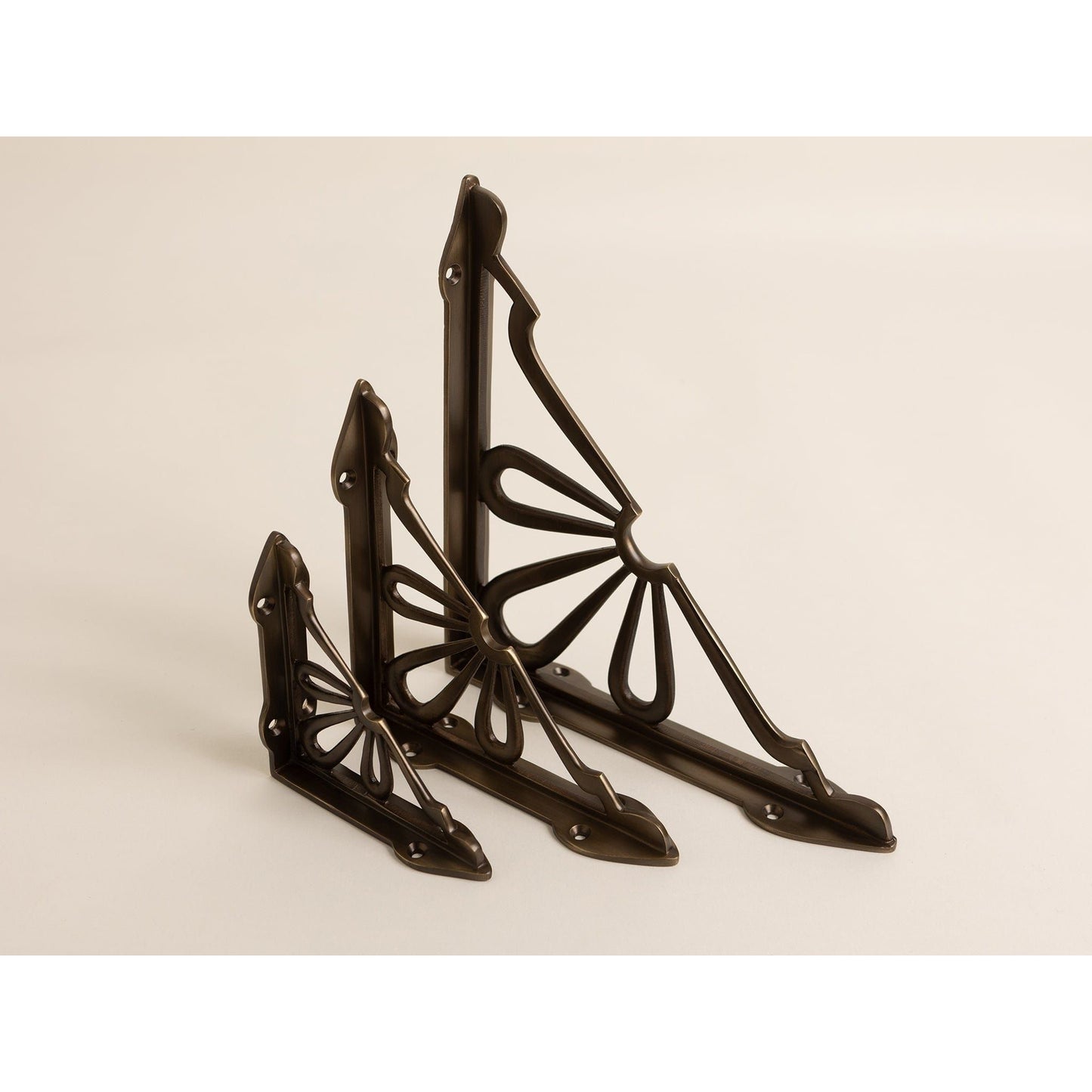 Antique Brass Flower Shelf Brackets - Heavy Duty Solid Brass - Brass bee