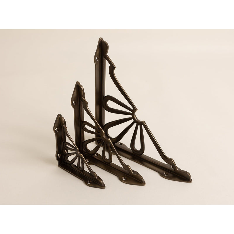 Antique Brass Flower Shelf Brackets - Heavy Duty Solid Brass - Brass bee